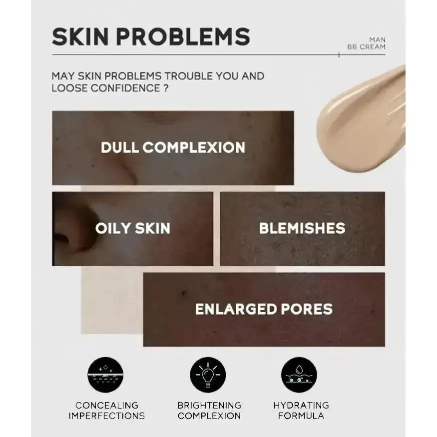 Men BB Cream SPF 15 PA++, Full-Coverage Foundation