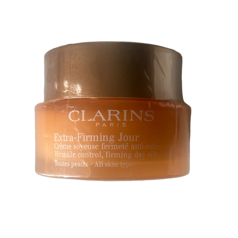 Clarins Extra-Firming Jour cream jar on a white background